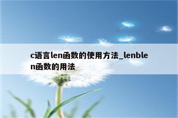 len 函数用法详